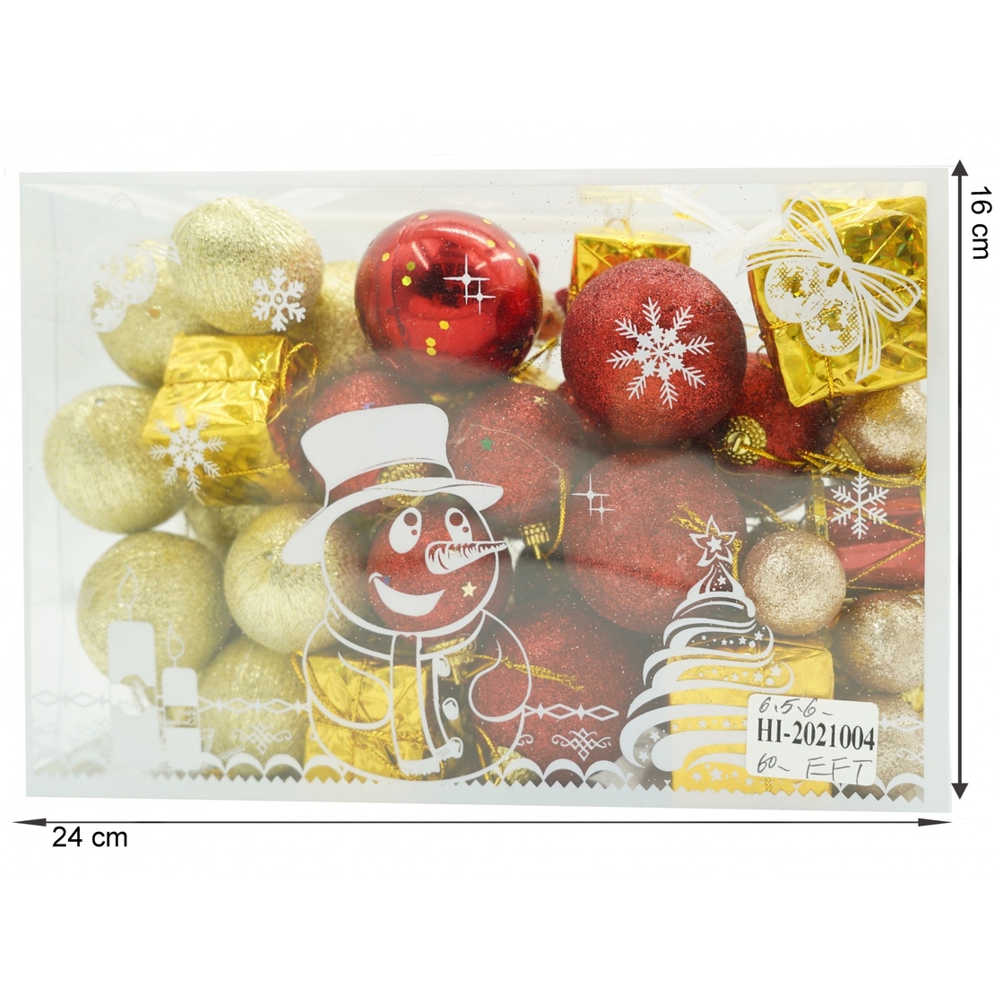 Set de 45 ornamente de brad, Flippy, de tip Glob, , din polistiren, cu finisaj sclipitor , cutie 8 cm adancime x 24 cm lungime x 16 cm inaltime
