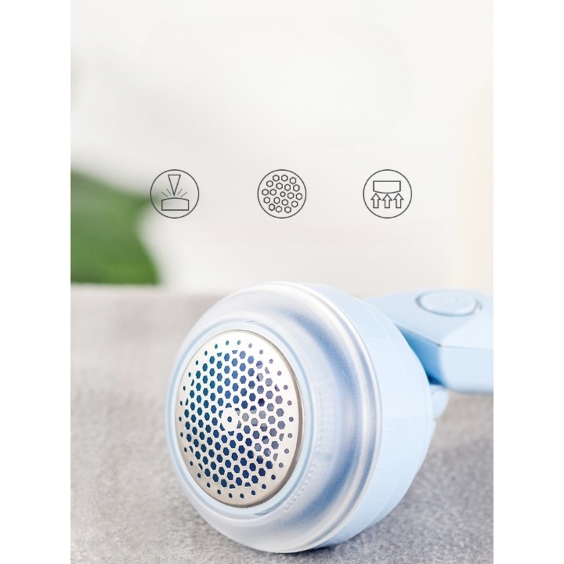 Aparat Pentru Curatat Scame, Par Si Praf, Vafy, Trimmer pentru Diferite Tipuri De Material, Cu Lame Din Otel Inoxidabil, Maner Flexibil, Incarcare Prin USB, 13x8 cm, Albastru