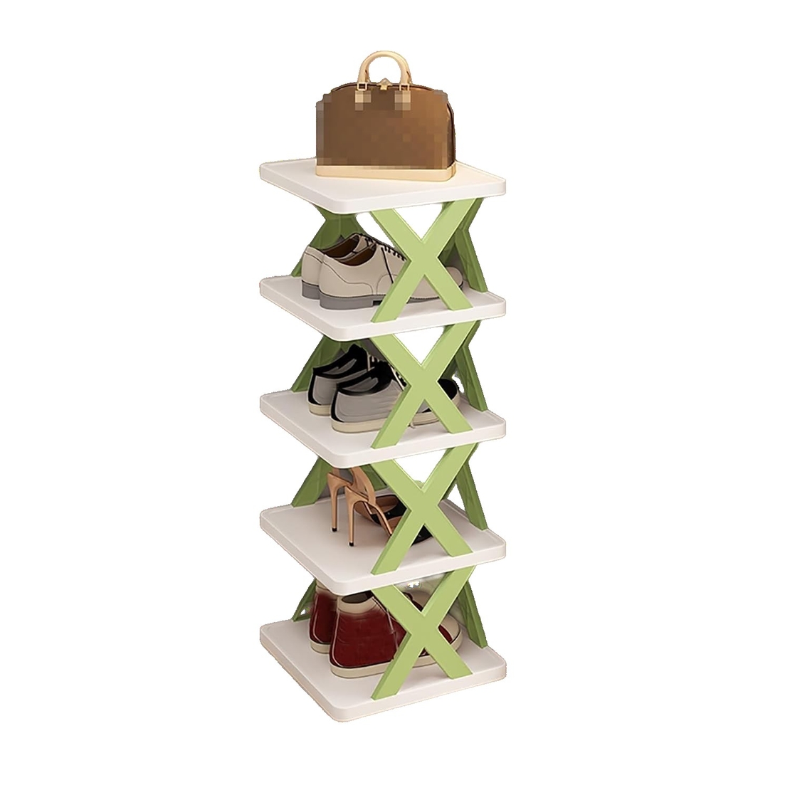 Organizator de Pantofi, Flippy, 5 Straturi, din ABS, Suport Modular, 65.5 x 24 x 26 cm, Verde