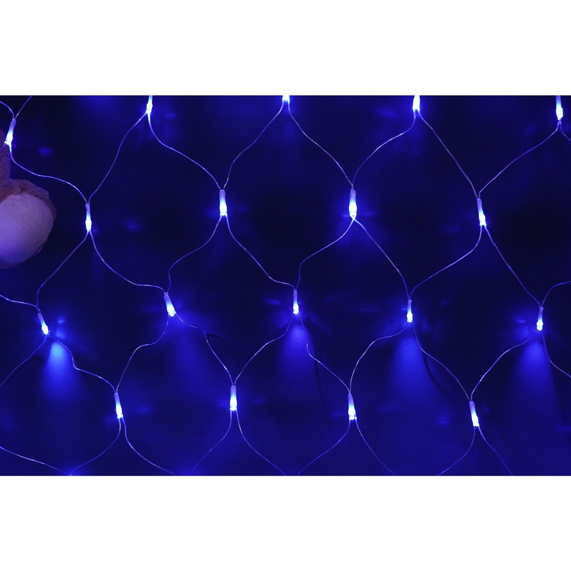 Sectiune Instalatie de Craciun Vafy, Tip Plasa, 160 LED-uri, 2 m x 2 m, 8 jocuri de lumini, Interconectabila, Fir transparent, Albastru