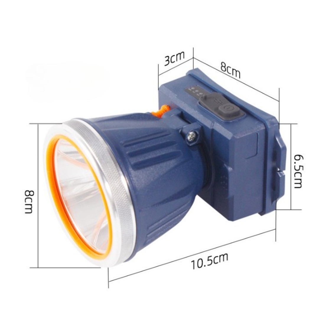 Lanterna LED de Montat pe Cap, Vafy, cu Raza Lunga de Zoom, Reincarcabila USB, Far Telescopic, Rezistent la Apa, Reglabil, pentru Pescuit in Aer Liber, Camping, Lumina Puternica, Lanterna, 10.5x8x6.5 cm, Albastru