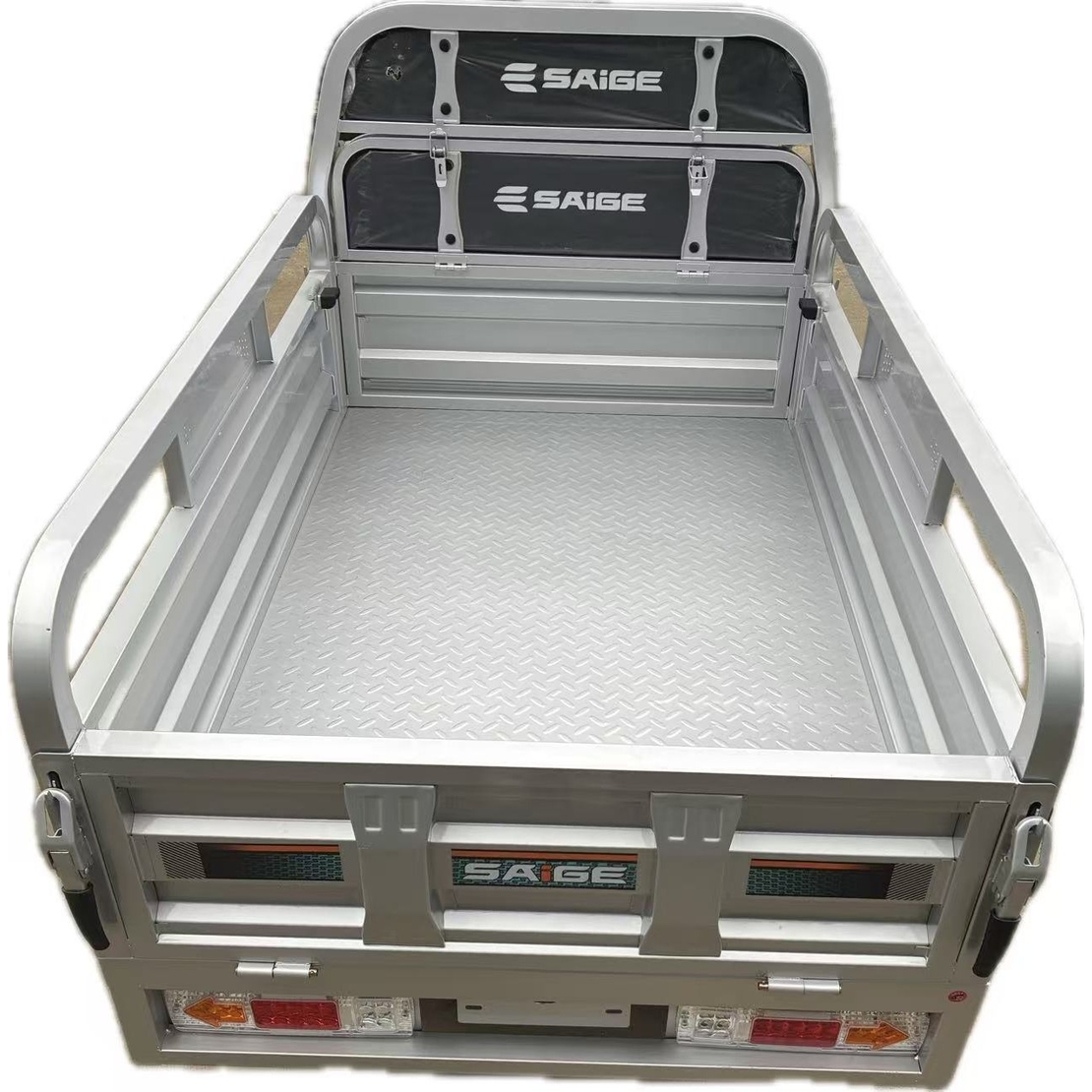 Triciclu Electic de Marfa Chuanqi, Saige, Fara Permis, Motor 1600W, Baterie 72V32Ah, Autonomie 60km, 250x88x115 cm, Viteza Maxima 25km/h, Gri