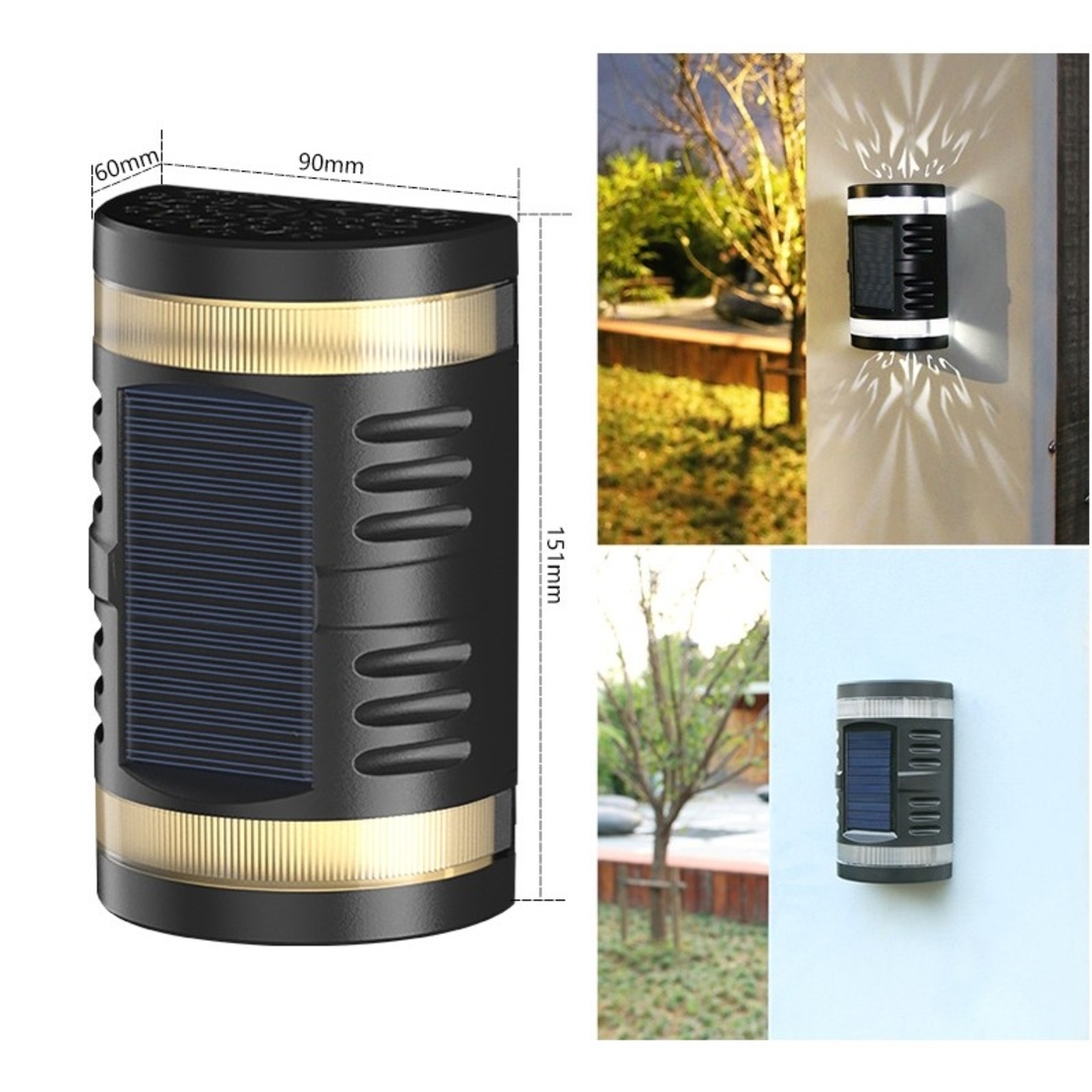 Lampa solara LED decorativa cu lumina bidirectionala Flippy, IP65, 1.2V, 600mah, 15.1 x 9 x 6 cm, material ABS, alb rece