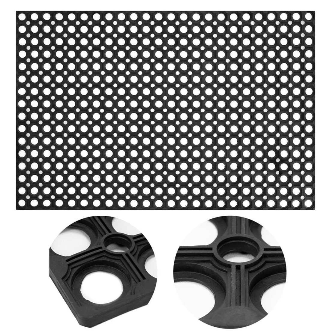 Covor de cauciuc perforat pentru intrare, PVC antiderapant, 60x90 cm, negru