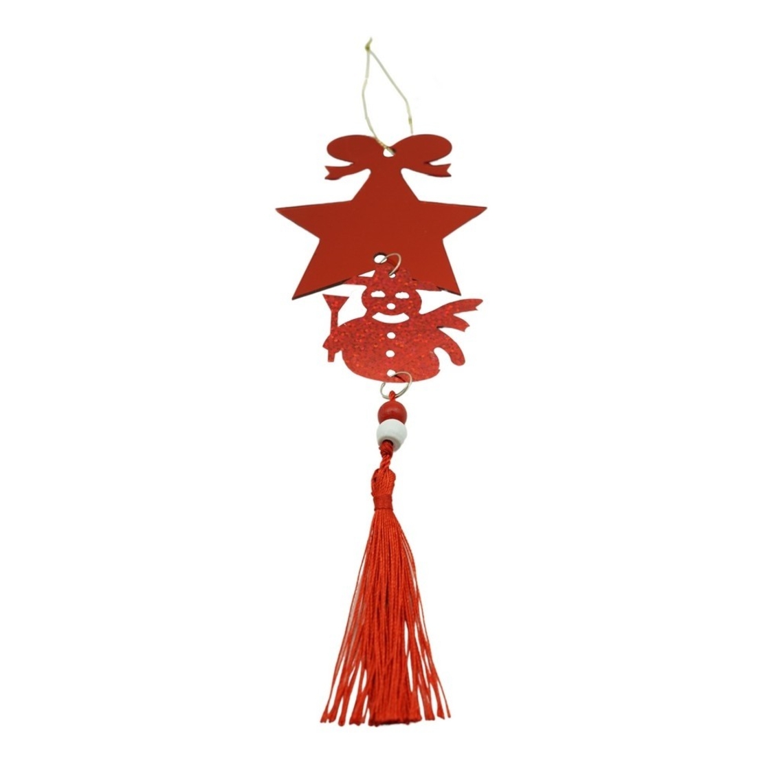 Ornament brad, Flippy, Stea, Om de zapada, Rosu, Lucios, 10*28CM, Acril, Interior/ Exterior