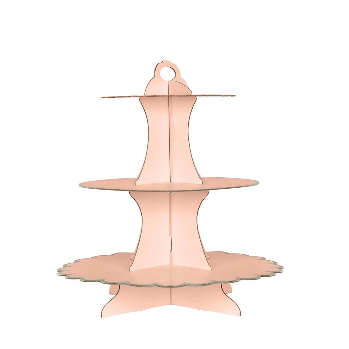 Etajera pentru Prajituri, Flippy, din Carton, 3 Nivele, 16/22/29 cm Diametru, Inaltime 38 cm, Roz