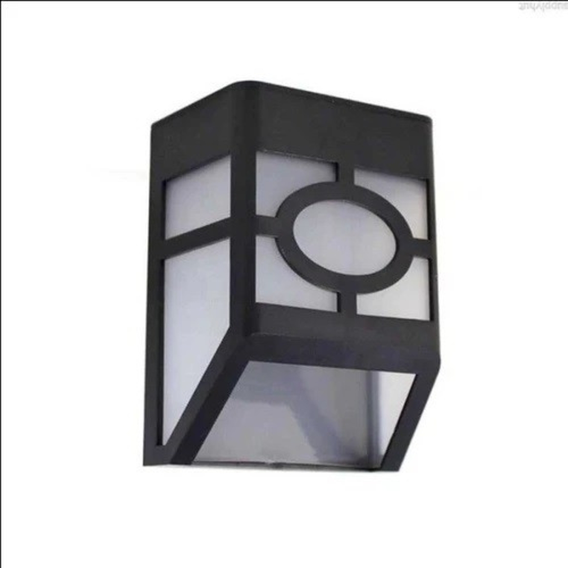Set 4 Lampi Solare Led pentru Gradina, Flippy, Model Geometric, 11.8 x 8.6 x 5 cm, Buton On-Off, Lumina Multicolora, Negru/Alb