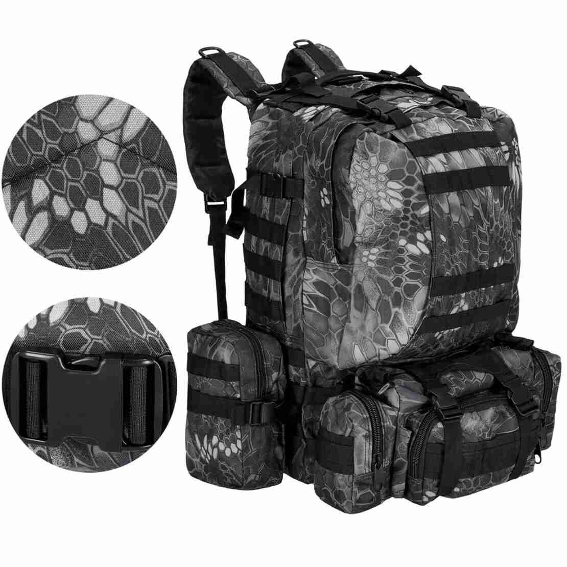 Rucsac militar pentru drumetie, impermeabil, ultra usor, 50litri, gri