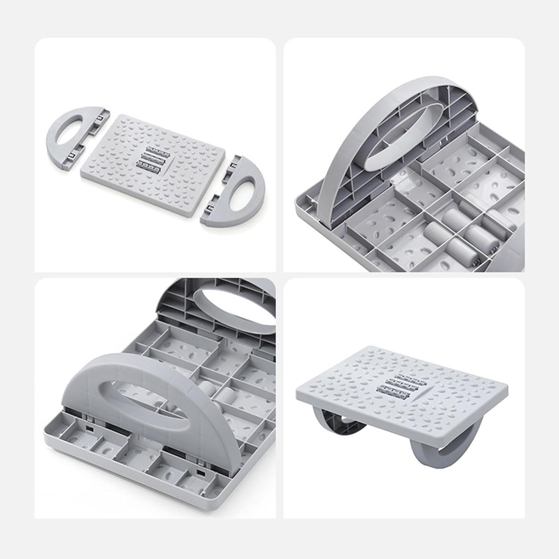 Suport Ergonimic pentru Picioare, Flippy, Plastic, cu Role de Masaj pentru Talpi, pentru Birou, Usor de Transportat, Detasabil, 33.5x24x12 cm, Gri