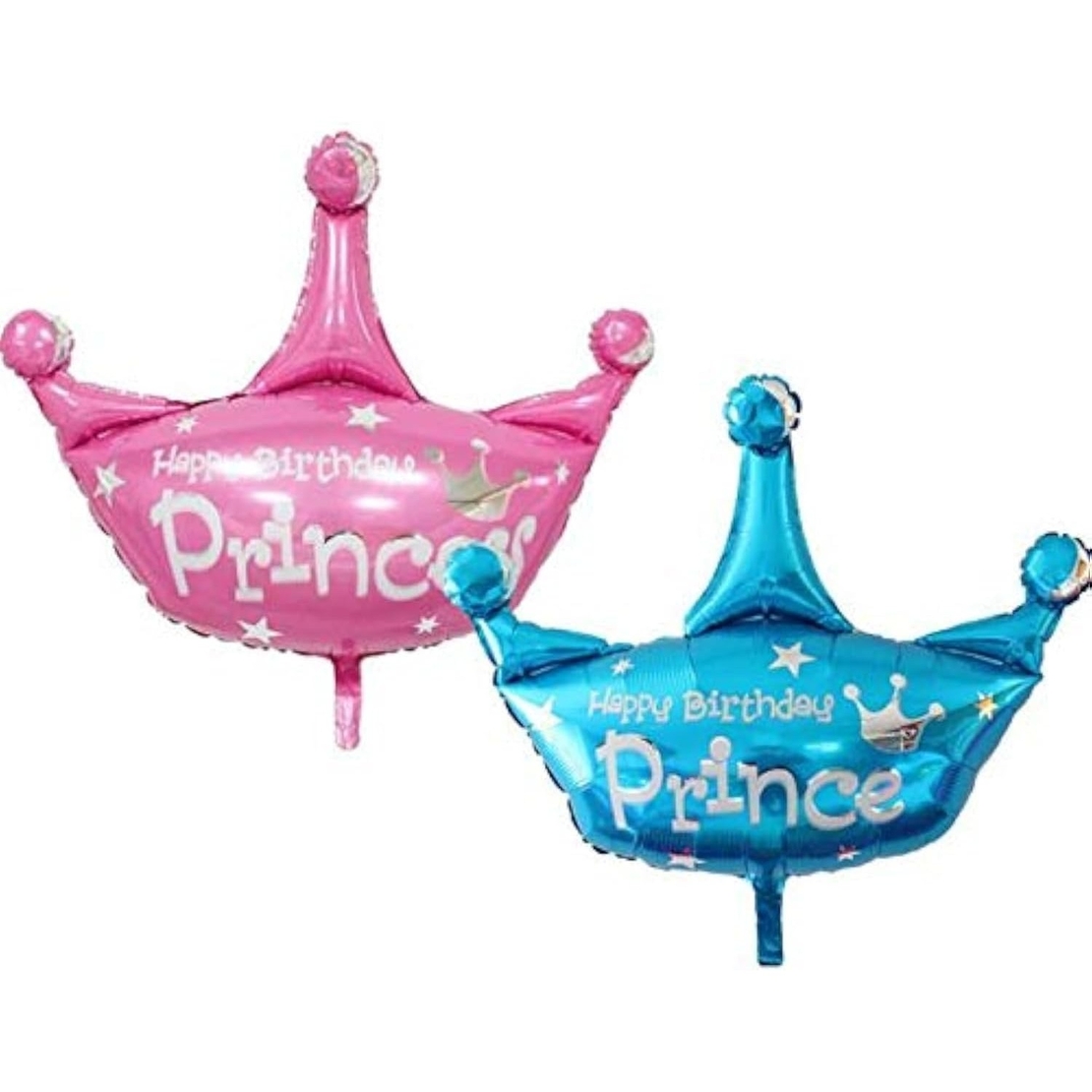 Balon din Folie Metalizata, Vafy, Mini Figurine, Model Coroana de Print, Tematica Aniversare, 42x38 cm, Ambalaj Individual, Pai Inclus, Umflare cu Aer sau Heliu, Albastru