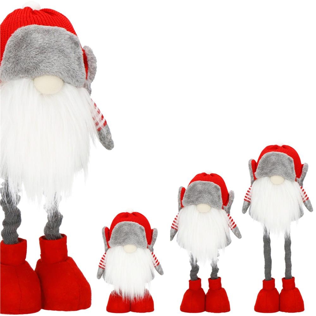 Figurina Craciun, Spiridus, picioare telescopice, inaltime extensibila 32-50cm