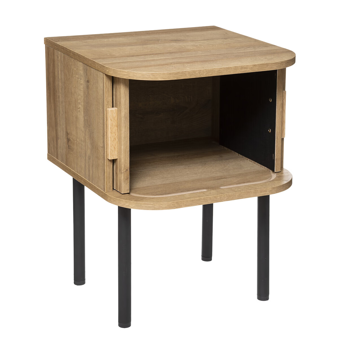 Noptiera Atmosphera Colva cu 2 usi, MDF si picioare metalice, 40x40x53 cm, bej