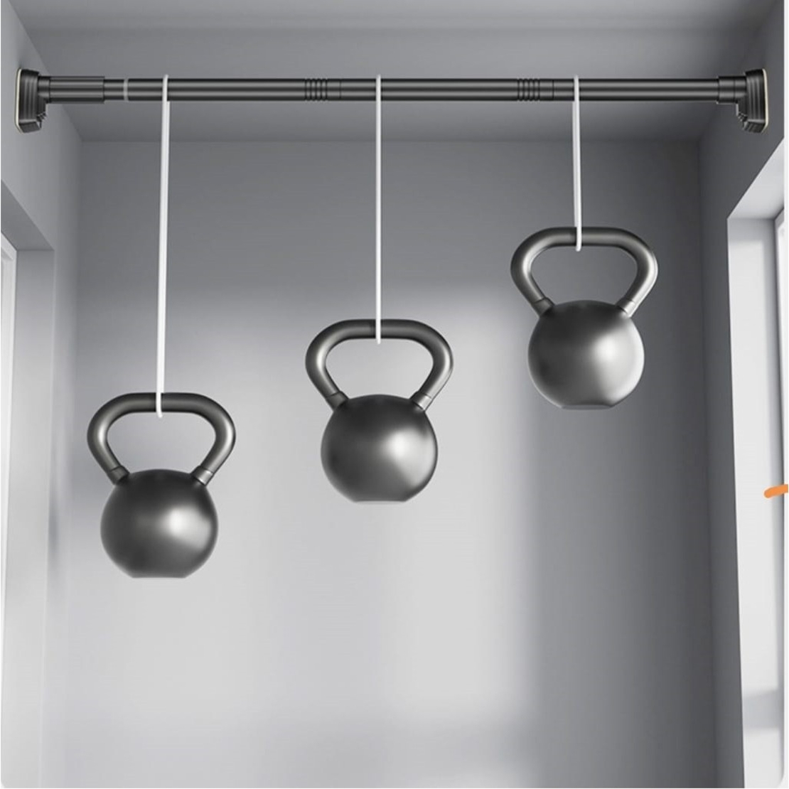 Bara Telescopica Multifunctionala, Flippy, din Otel Inoxidabil si ABS, Utilizare Universala, Extensie 220 - 240 cm, Fara Perforare Perete, Gri