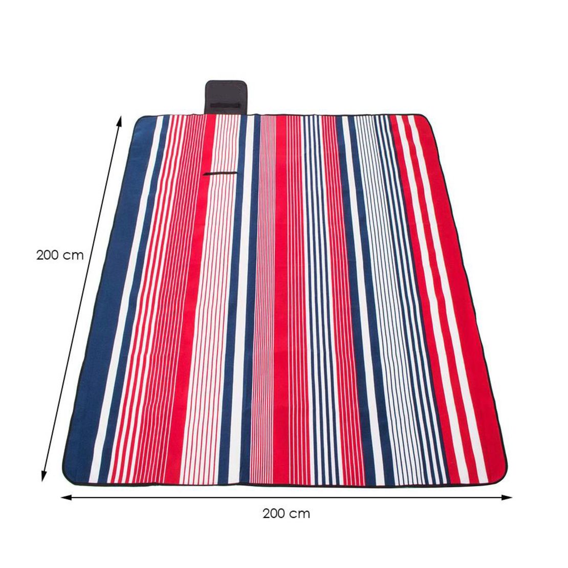 Patura pentru picnic sau plaja, cu folie izolatoare si maner, 200x200cm, albastru rosu