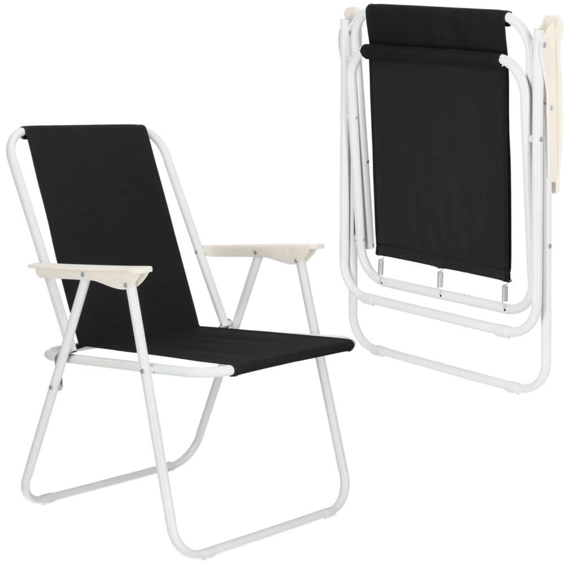Scaun de plaja Sersimo, pliabil, 100kg, 52x73cm, negru alb