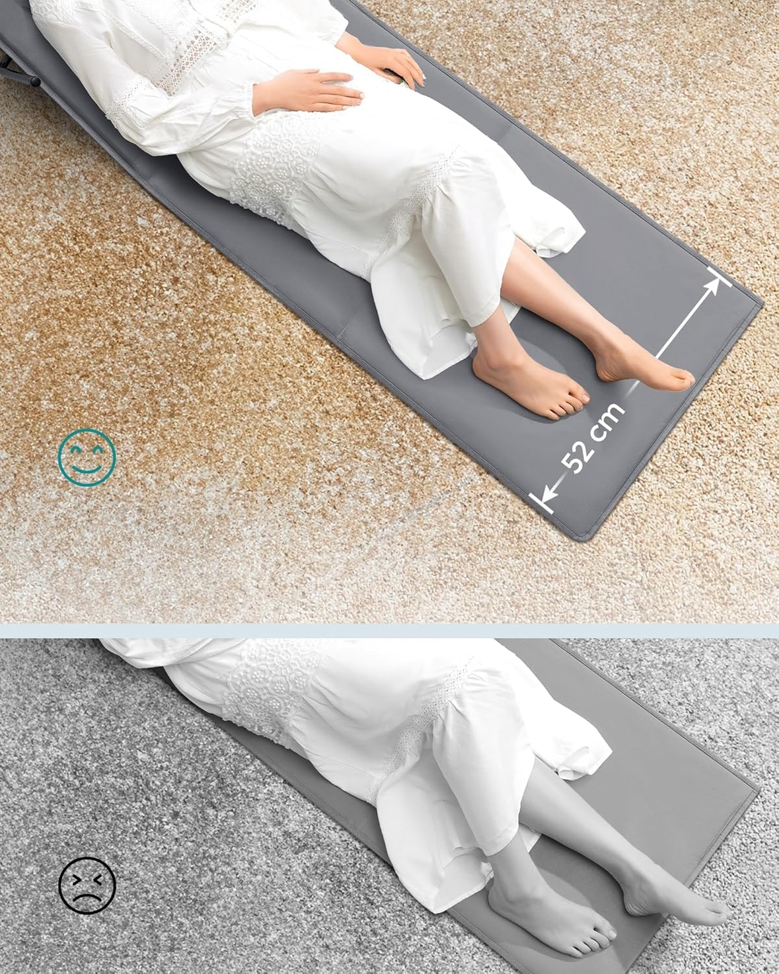 SONGMICS Sezlong plaja pliabil, spatar reglabil in 4 pozitii, tetiera, buzunar depozitare, 158x55 cm, gri