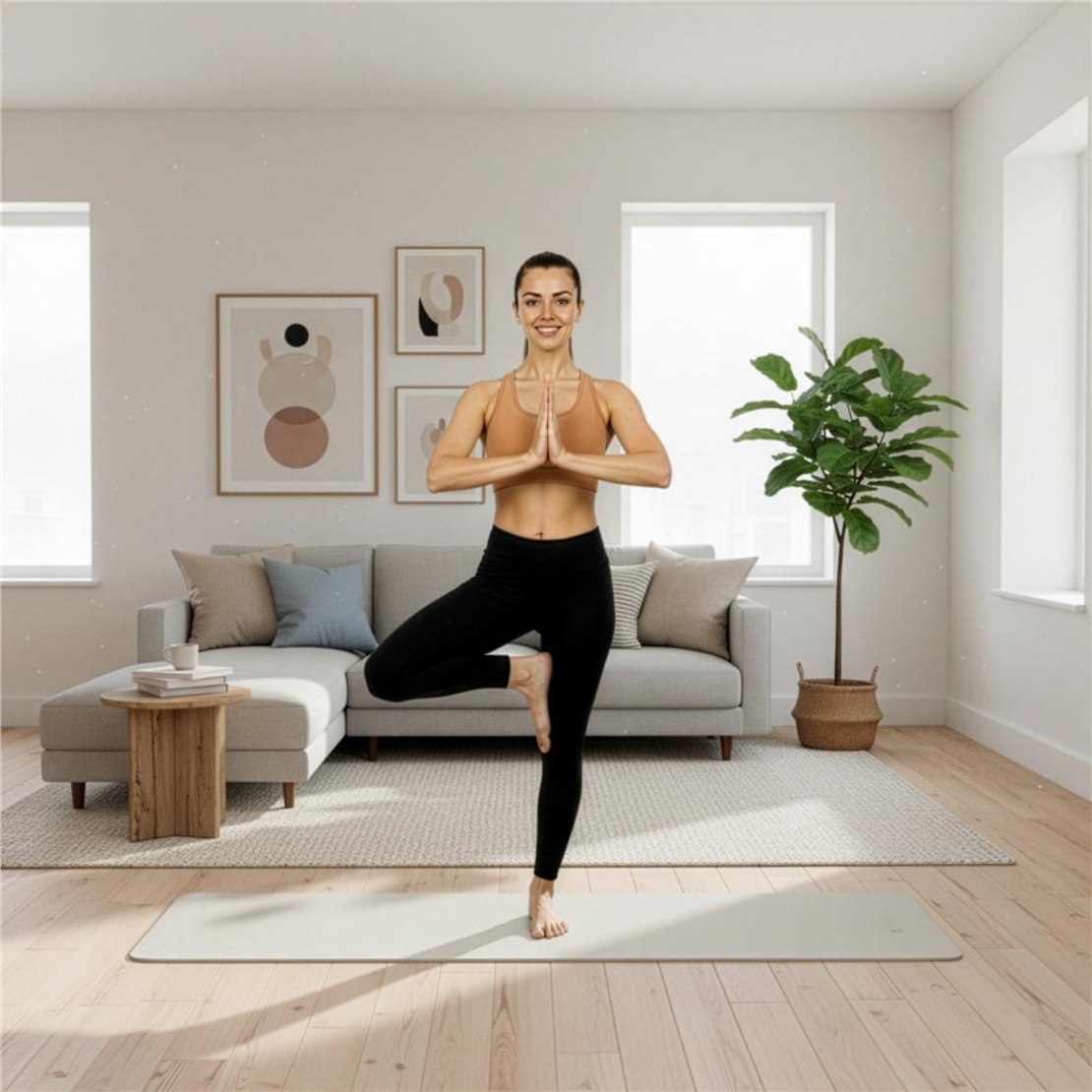 Saltea fitness antiderapanta din TPE, 183x61x1 cm, cu curea transport, bej