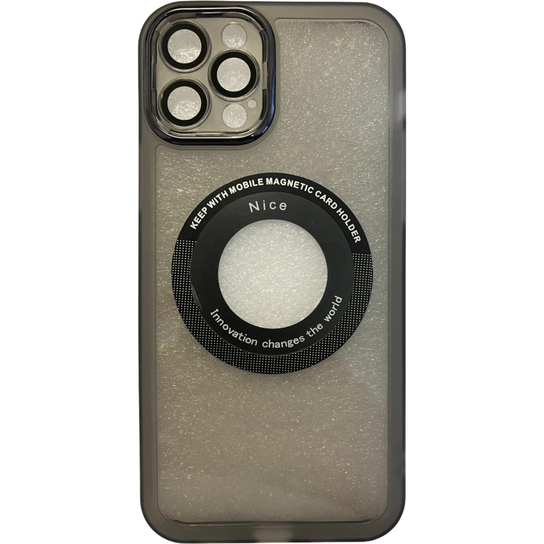 Husa protectie Vafy pentru Apple iPhone 12 / 12 Pro decupaj logo, magnetica, Protectie Camera, Negru