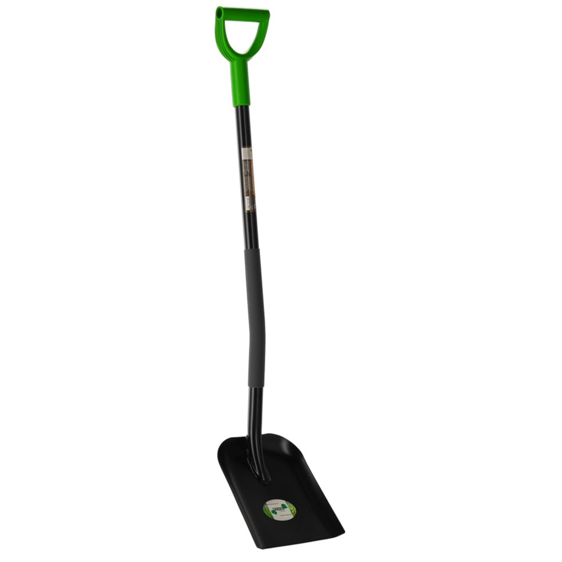 Lopata nisip cu lama lata si maner tip D, otel cu acoperire pulbere, coada 120 cm, verde si negru