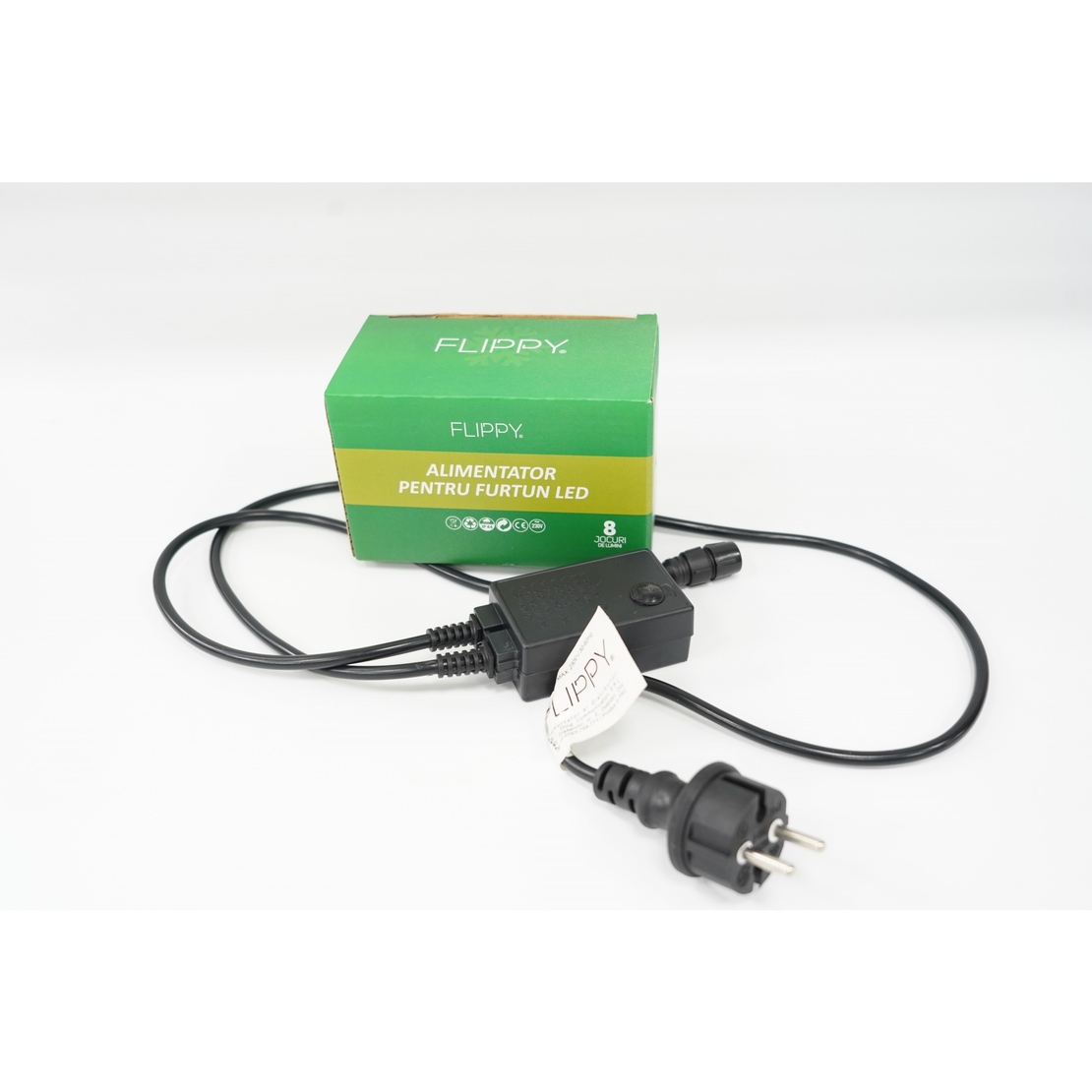 Alimentator furtun luminos, rezista pana la 50 m, Vafy, 8 jocuri de lumini, fir negru