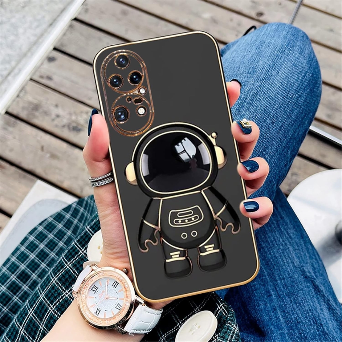 Husa Telefon 2in1, Vafy, Compatibila Huawei Mate 60 Pro, Carcasa TPU cu Suport Inclus Tip Astronaut, Protectie Camere, Negru