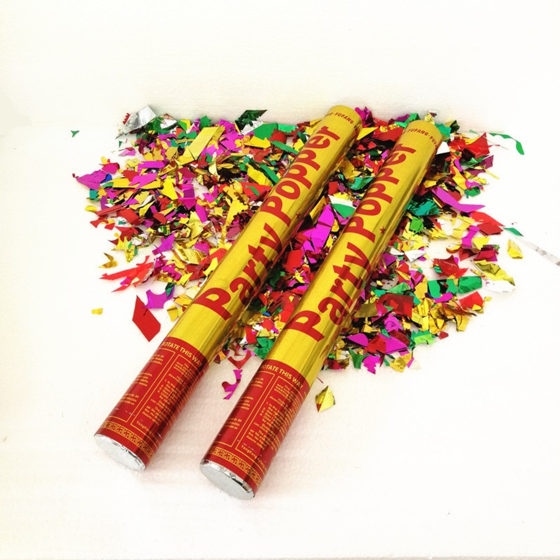 Tub de Confetti, Flippy, Party Popper, 60x5 cm, Confetii Asortate din Aluminiu, Multicolor