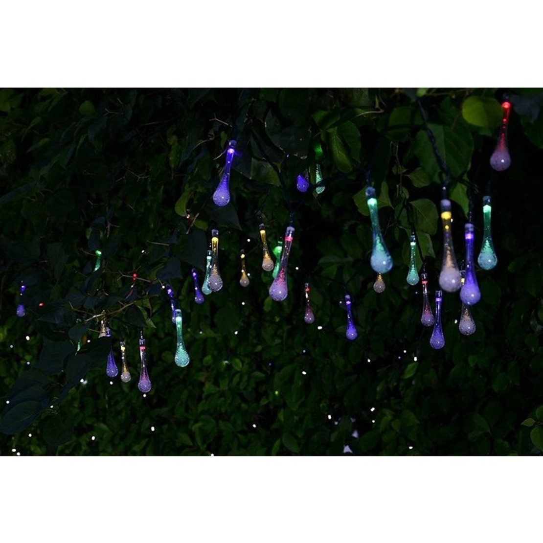 Instalatie Craciun, Tip Picaturi, 30 Led-uri, 6.5 metri, Multicolor, Energie solara, Senzor de lumina, Vafy