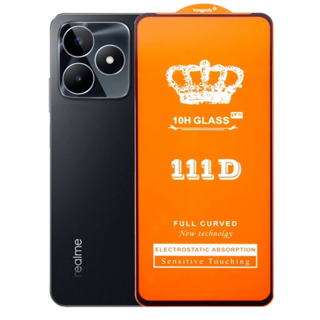 Folie Sticla Securizata pentru Realme C53, Vafy, Sticla de Protectie Compatibila cu Realme C53, Full Cover 111D, HD, Margini Negre, Transparenta