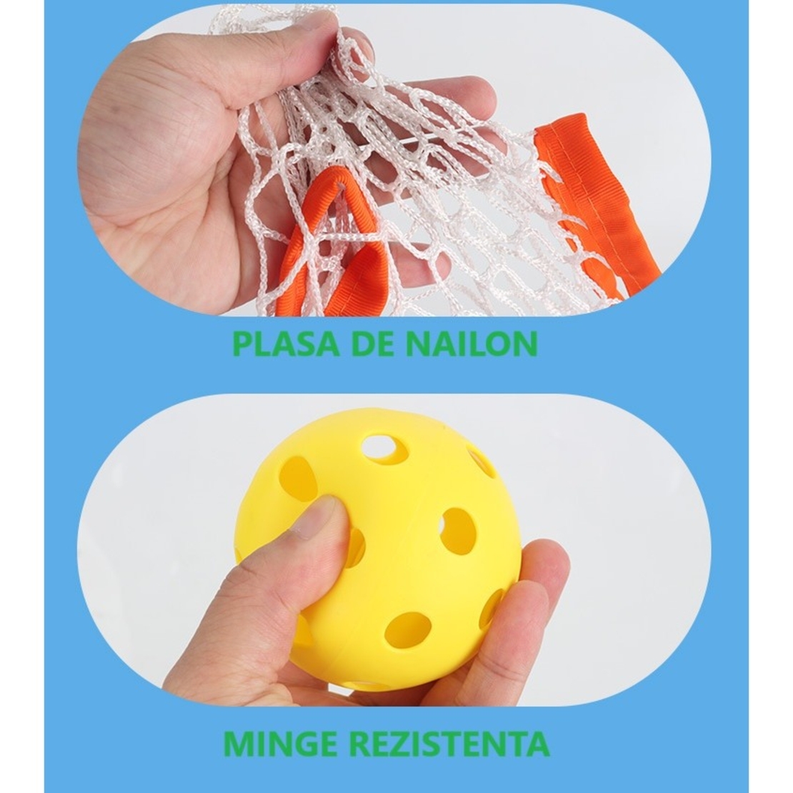 Joc Spikeball, Flippy, Joc in 2, pentru Plaja, Parcuri, Interior, 2 Plase, 2 Mingi, Multicolor