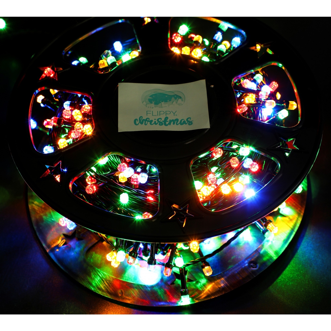 Instalatie Craciun liniara, Vafy, Fir Negru cu Transformator, 50 m, Lumini Multicolore, 500 LED-uri V5, 8 jocuri de lumini
