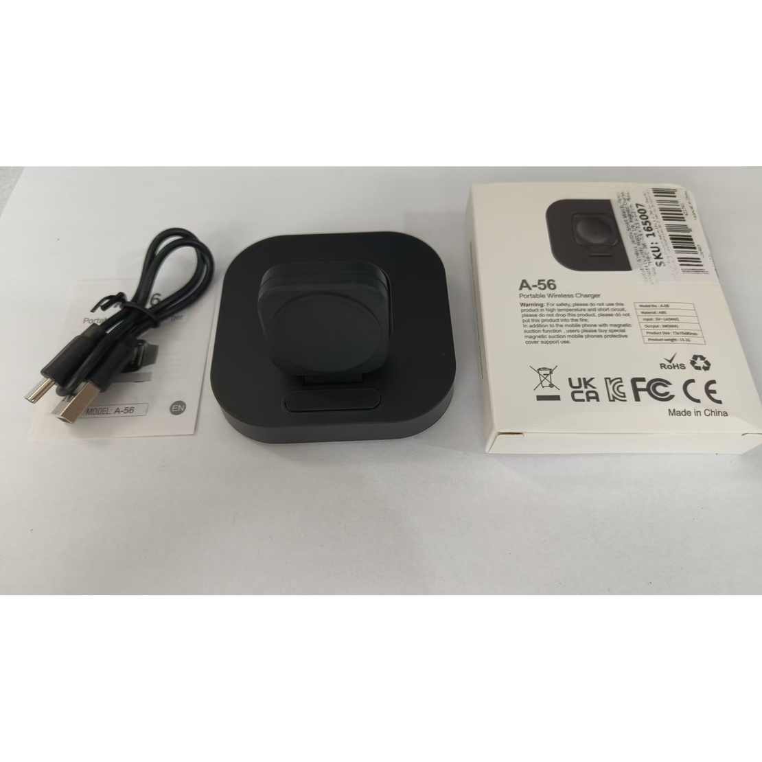 Incarcator Wireless pentru Smart iWatch, Vafy, Compatibil cu Apple iWatch 1/9, Magnetic Charger, Interfata TYPE-C, 3W, 7.5 x 7.5 x 1.2 cm, Pliabil, Negru
