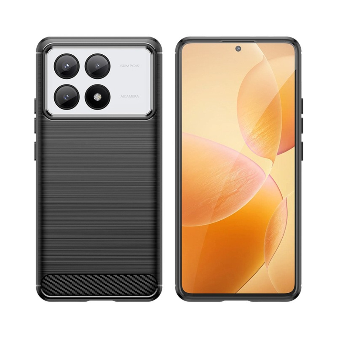 Husa de Protectie pentru Xiaomi Redmi Note 13C 5G, Vafy, Protectie 360, din TPU cu element de Carbon, Anti Alunecare, 1.8 mm, Negru