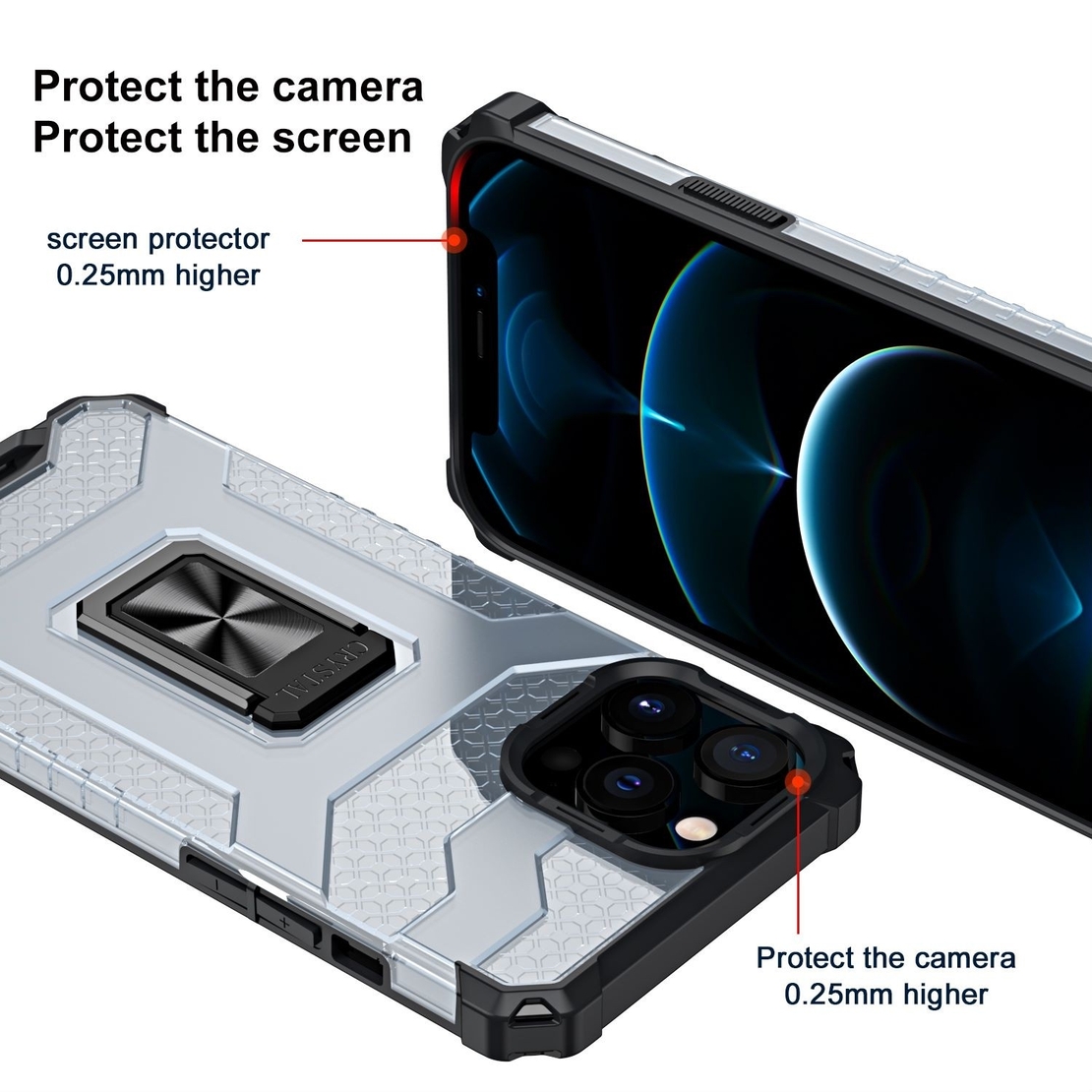 Husa de protectie Vafy compatibila cu Apple iPhone 13 Pro Max Acrylic Armor cu suport Negru