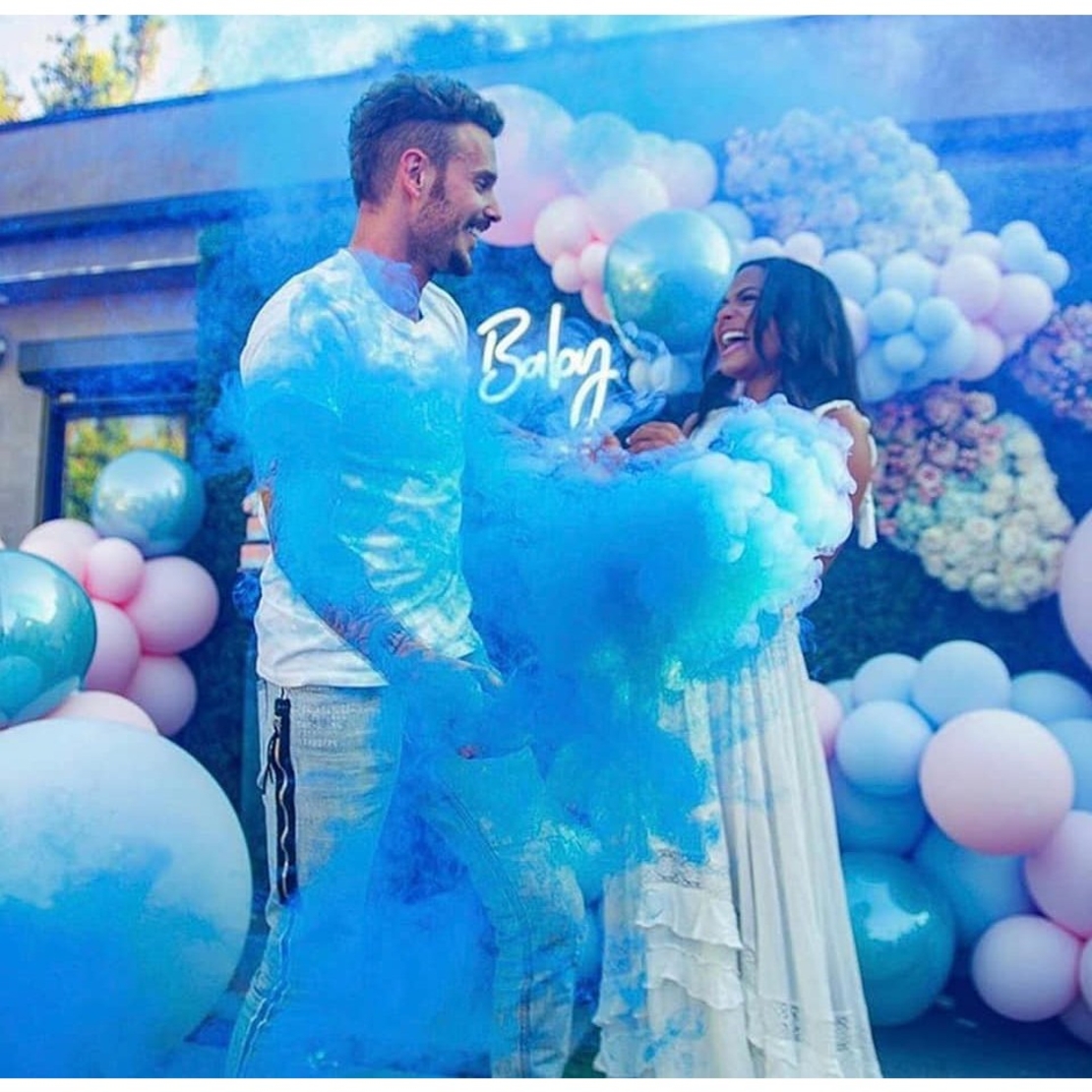Spray Gender Reveal, Flippy, 260 ml, din Amidon de Porumb, Dezvaluire Gen Bebelusi, Albastru