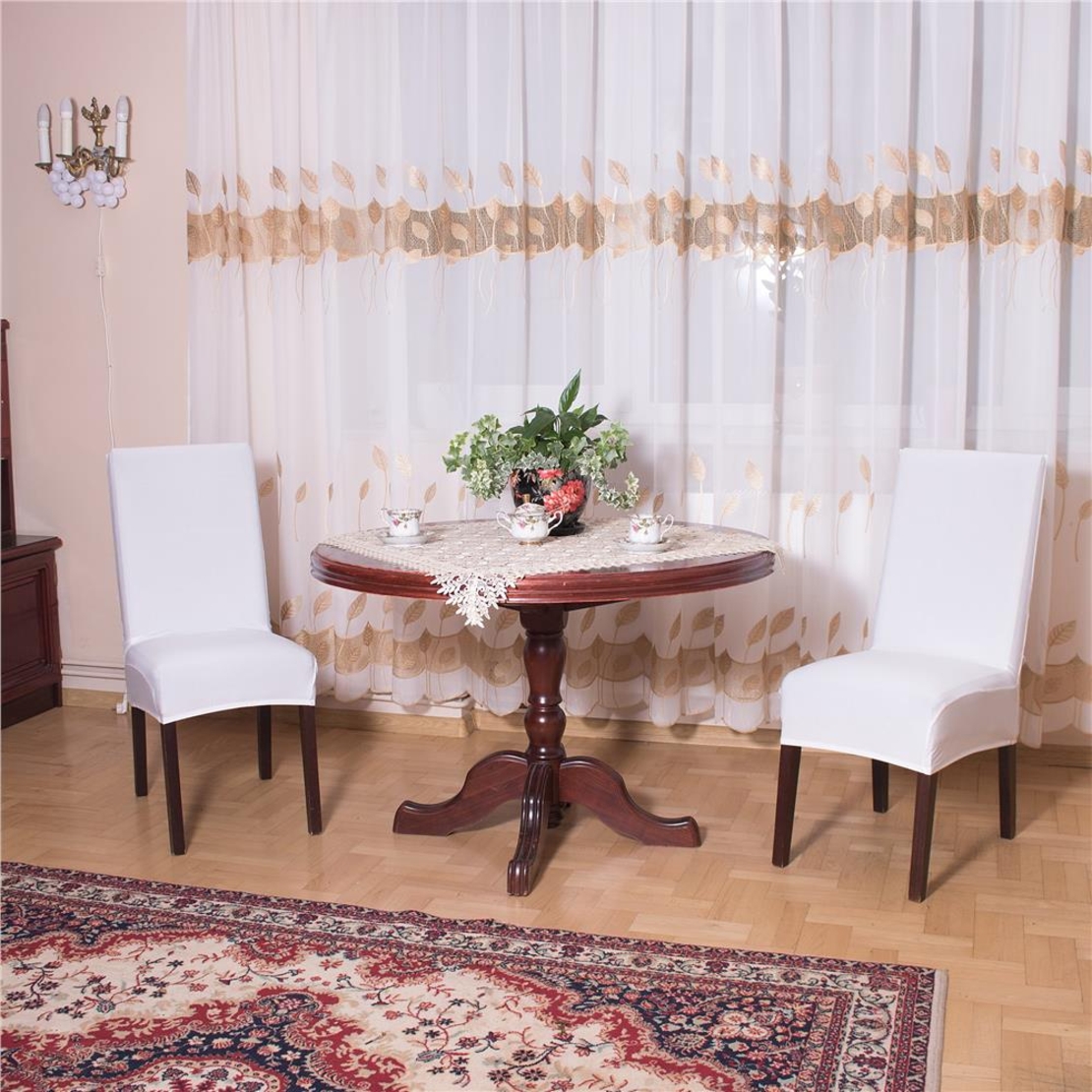Set 4 huse universale pentru scaun, marime universala, poliester si spandex, 45 x 60 cm, alb
