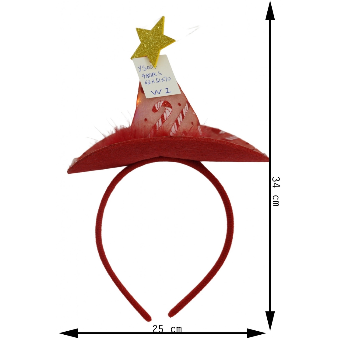 Bentita/cerc tip palarie de Craciun, culoare rosie cu led, marime standard, Flippy