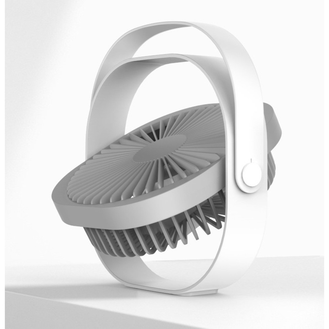 Mini ventilator pentru birou cu usb, Vafy, rotire 360 grade, 3 viteze, 1500 mA, 13.5 x 12,8, Alb