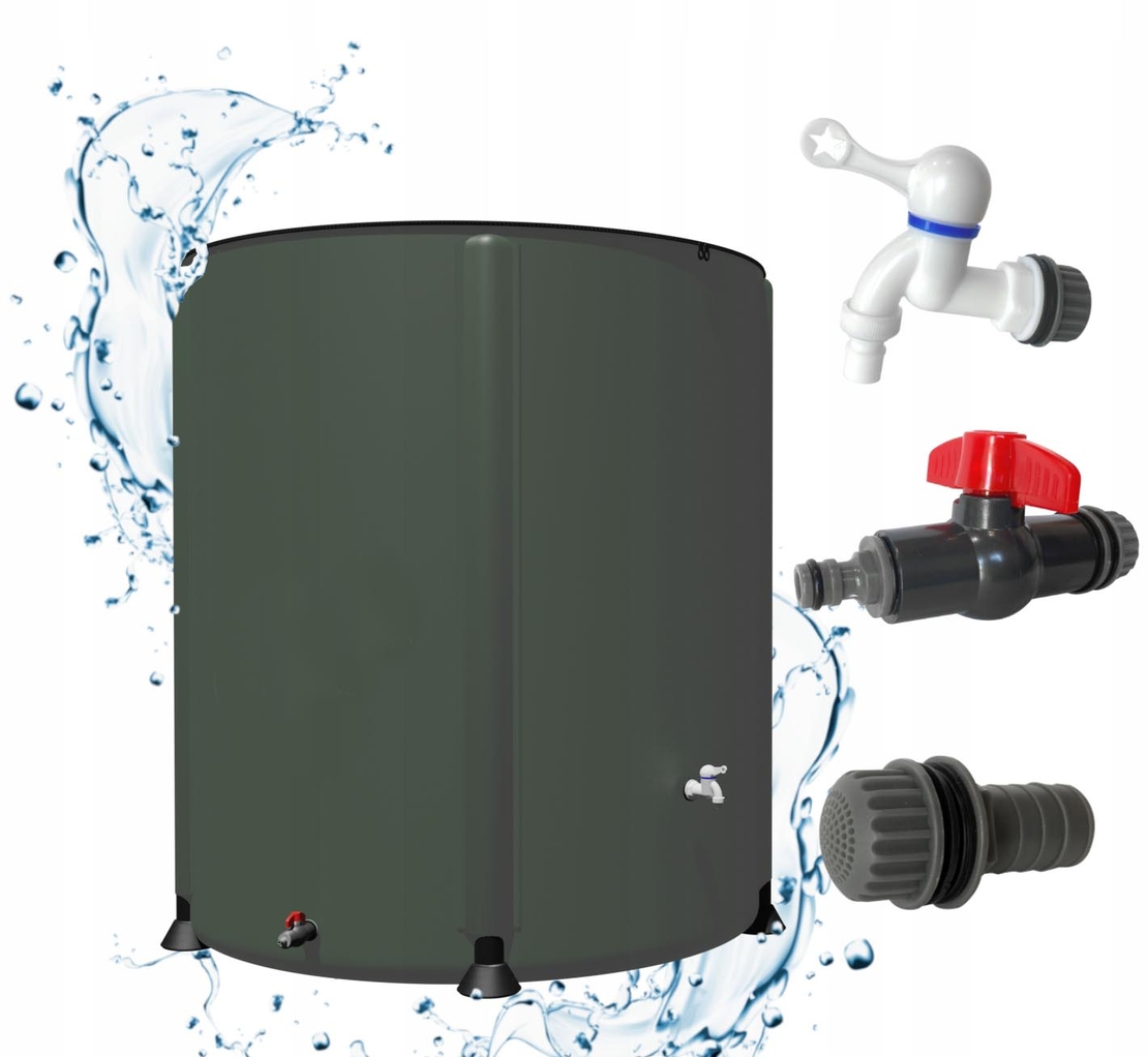 Rezervor apa pluviala 250 L, pliabil 60x88 cm, cu robinet si filtru, PVC rezistent UV, verde