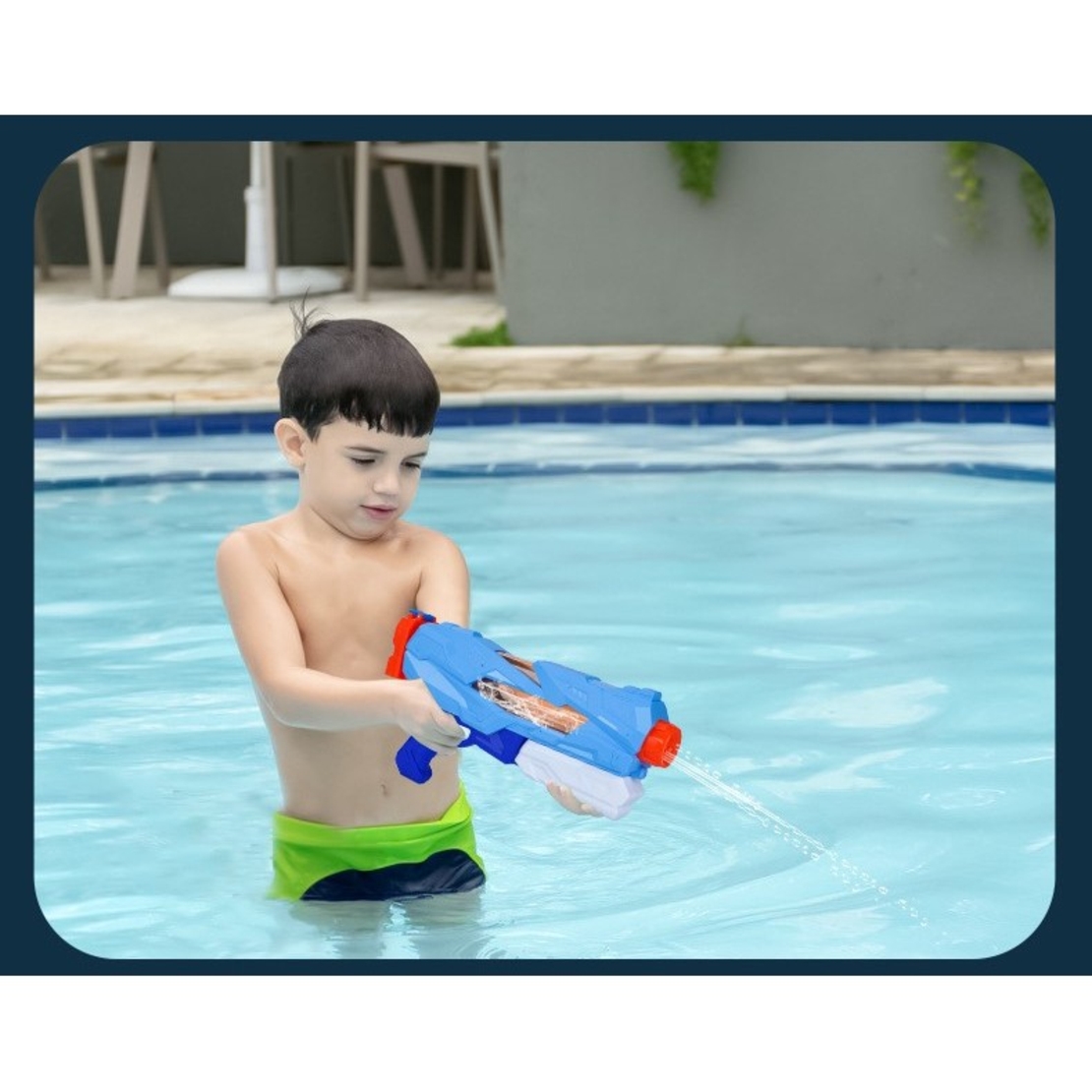 Pistol cu Apa pentru Copii, Rezervor, Pentru Piscina/Plaja, Flippy, 6ani+, 5 duze, Quick Fill, Albastru, 800ML