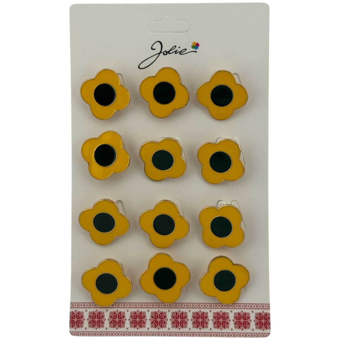 Set 12 Brose Martisor pentru Copii, Jolie, Model Floare, Galben