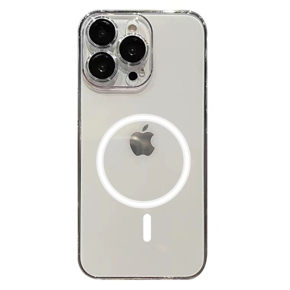 Husa protectie Vafy pentru Apple iPhone 14 Pro Max, MagSafe Silicone, Protectie si folie camera inclusa, protectie camera, Transparent