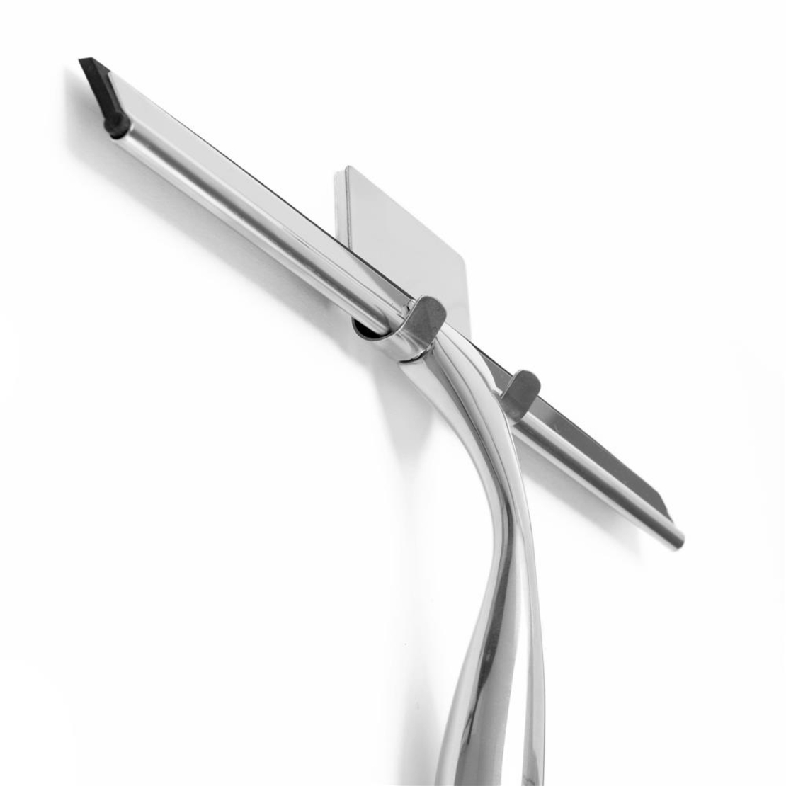 Racleta pentru baie din inox cu suport adeziv, lama 25 cm, finisaj lucios argintiu