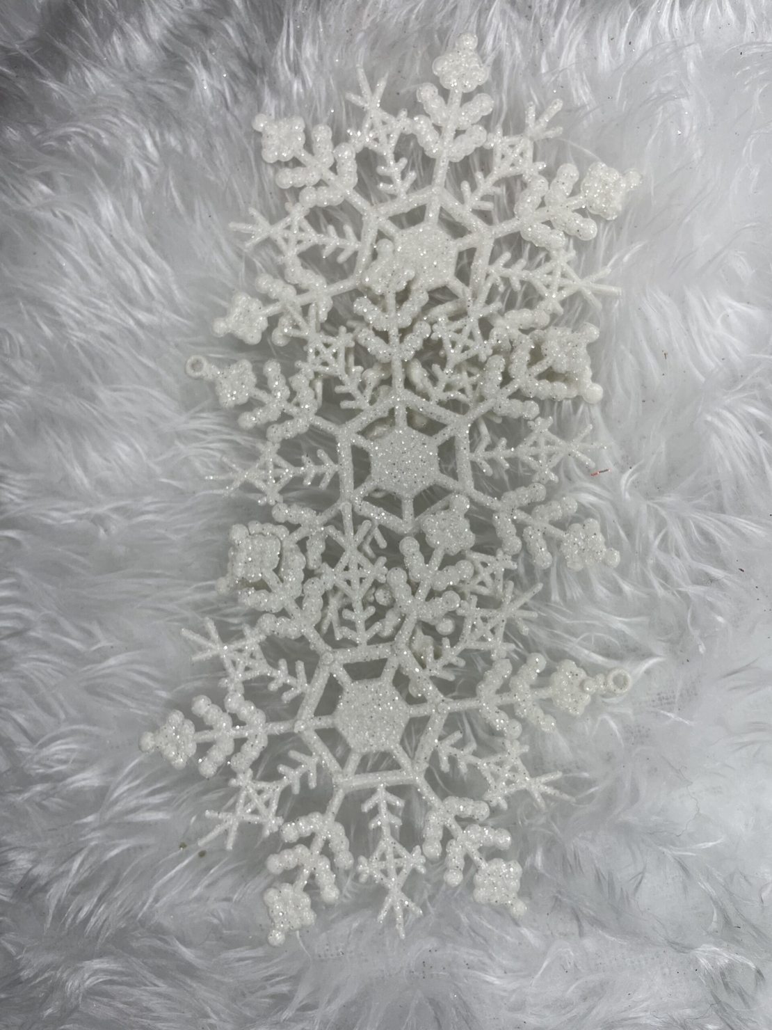 Decoratiune brad fulg de zapada, set 3 bucati, 12cm, alb