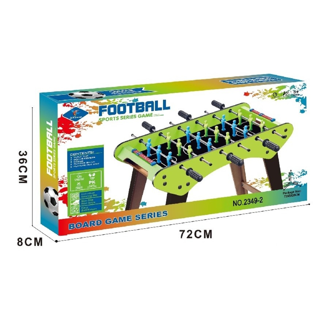Masa de Fotbal, Flippy, cu Picioare, 6 Manere, Tablou de Scor, 71.3 x 14.6 x 36 cm, din Lemn/Otel/ABS, Verde