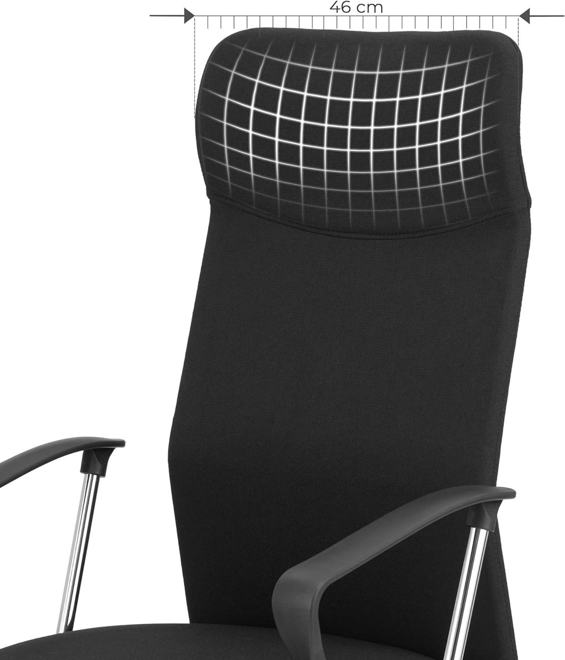 SONGMICS Scaun de birou ergonomic pentru sala de sedinte, pivotant, capitonat, inaltime reglabila si rabatabil, negru