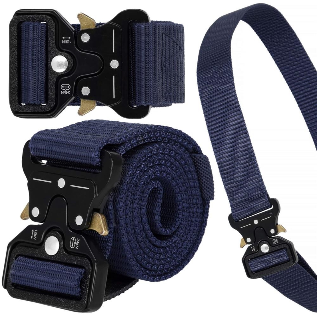 Curea centura Tactical Combat pentru barbati 3.5 x 125 cm, rezistent, albastru inchis