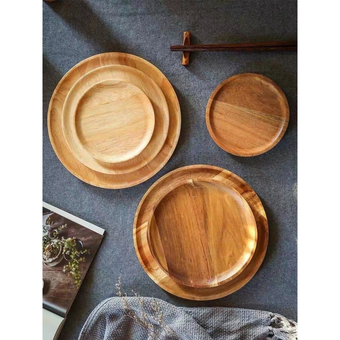 Farfurie din Lemn, Vafy, Rotunda, pentru Alimente sau Decor, 15 x 1.5 cm, Natur