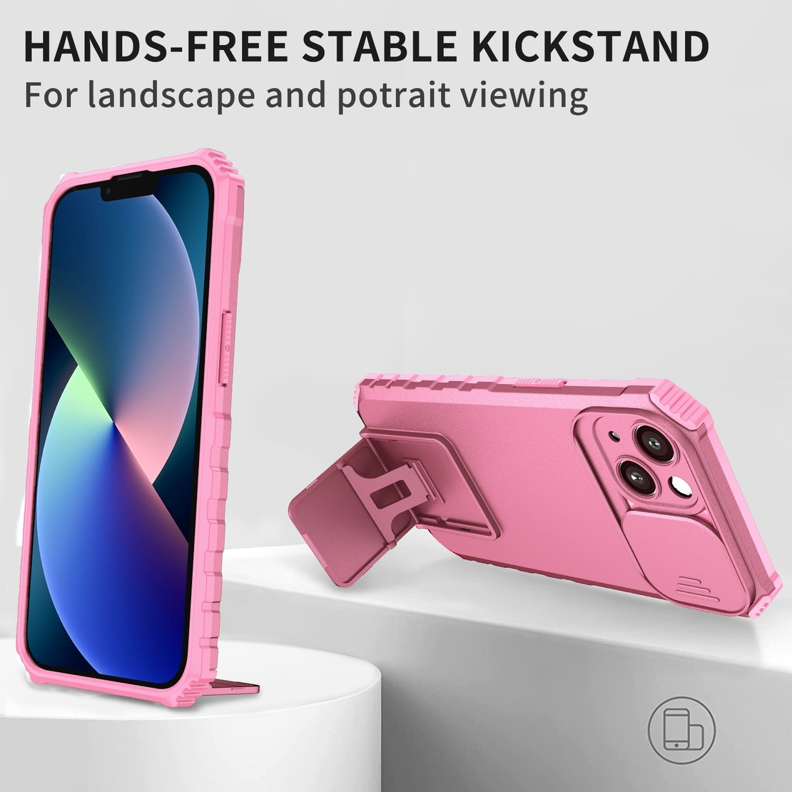 Husa Defender cu Stand pentru iPhone 11 Pro Max, Roz, Suport reglabil, Antisoc, Protectie glisanta pentru camera, Vafy