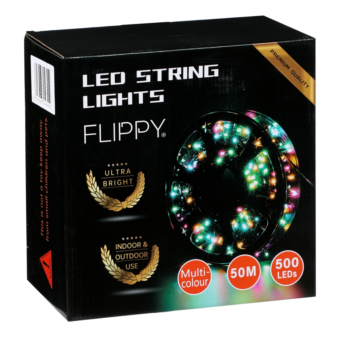 Instalatie Craciun liniara, Vafy, Fir Negru cu Transformator, 50 m, Lumini Multicolore, 500 LED-uri V5, 8 jocuri de lumini