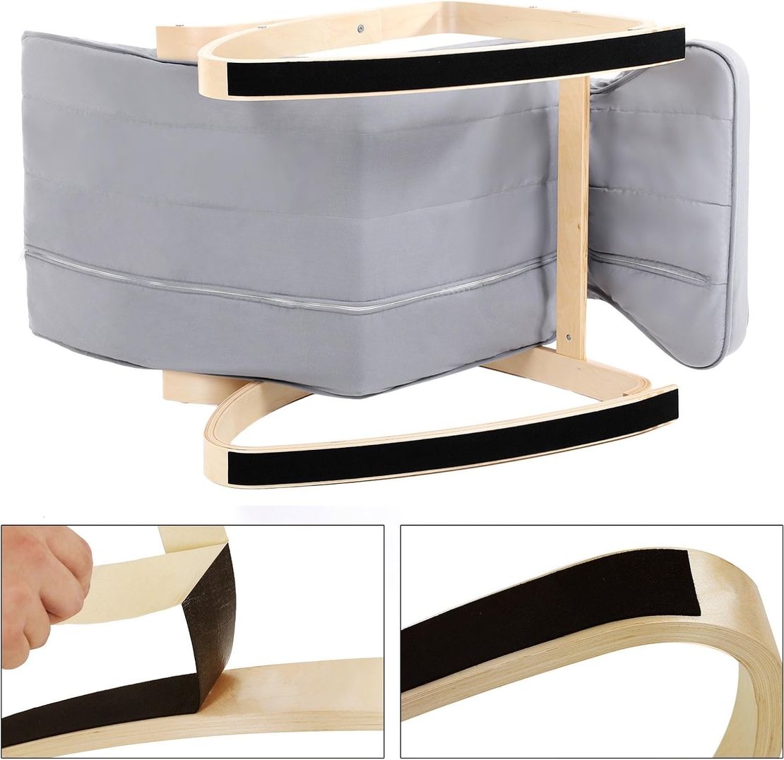 SONGMICS Scaun balansoar din lemn, suport picioare reglabil, maxim 150kg, 67x125x91cm, gri